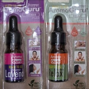AROMA GURU Dropper Ready To Use LAVENDER& RELAX 2 Pack .27z@ W/Sweet Almond Oil